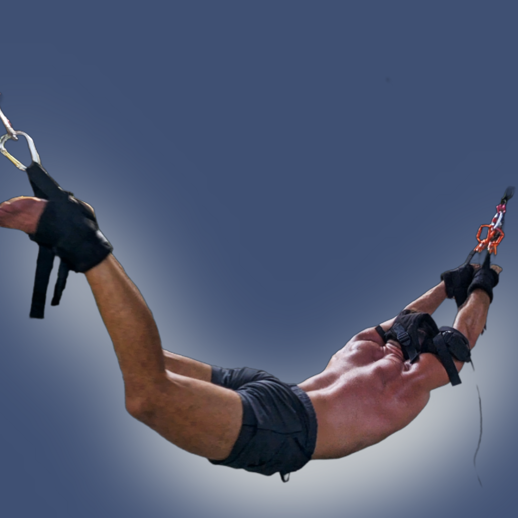 Pravilo therapy session focusing on a deep hamstring and lower back stretch, with the man's body in a suspended pike position.